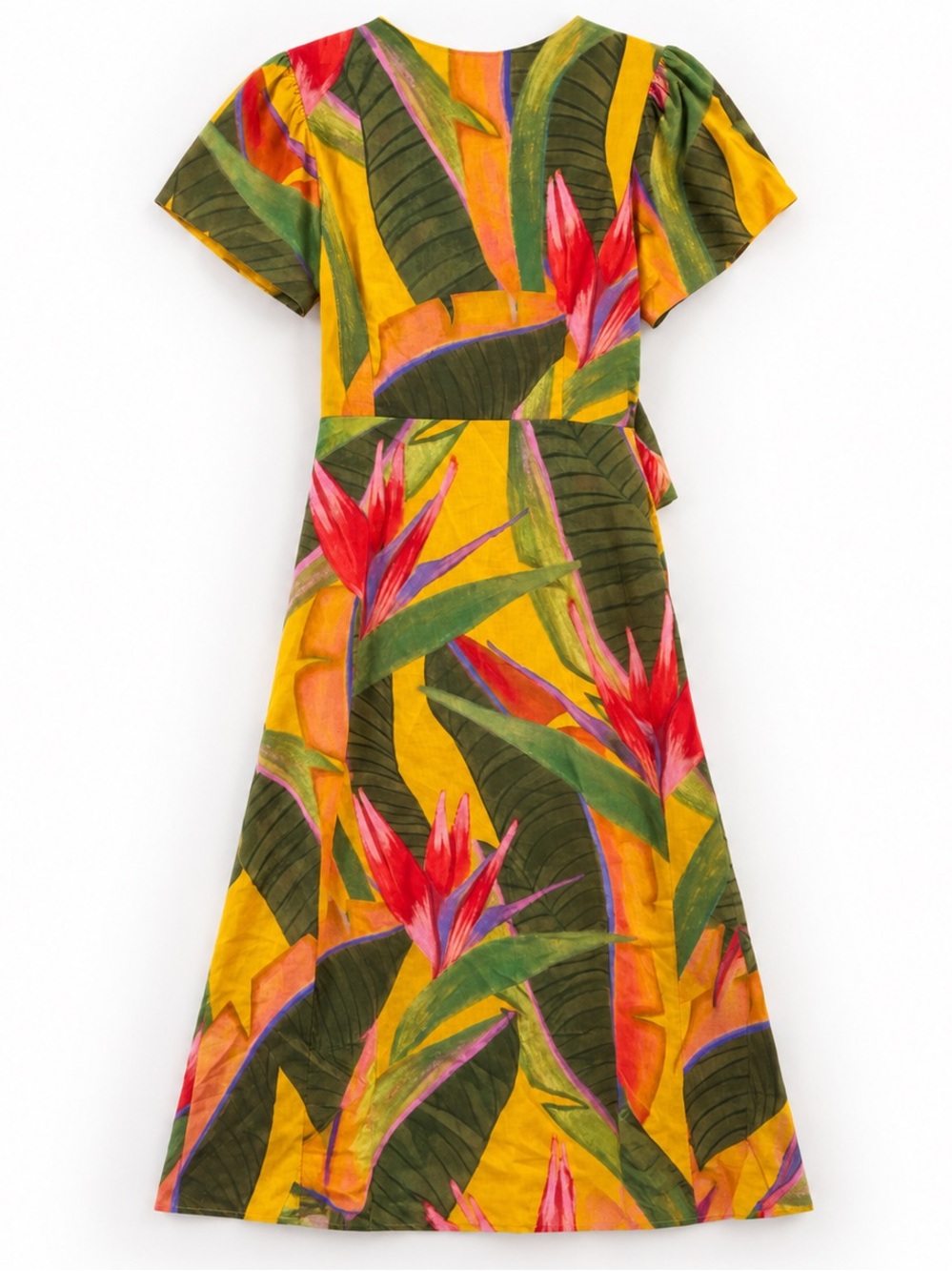 Farm Rio Yellow Garden Midi Dress Womens Large NWT Tropical Cutout Ring Detail - Picture 4 of 13